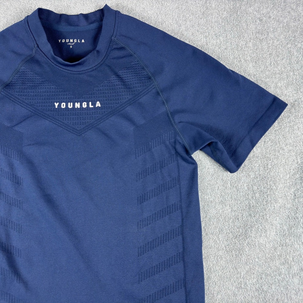 YoungLa Compression T Shirt Blue Hydrocool Mens Small Short Sleeve Athletic